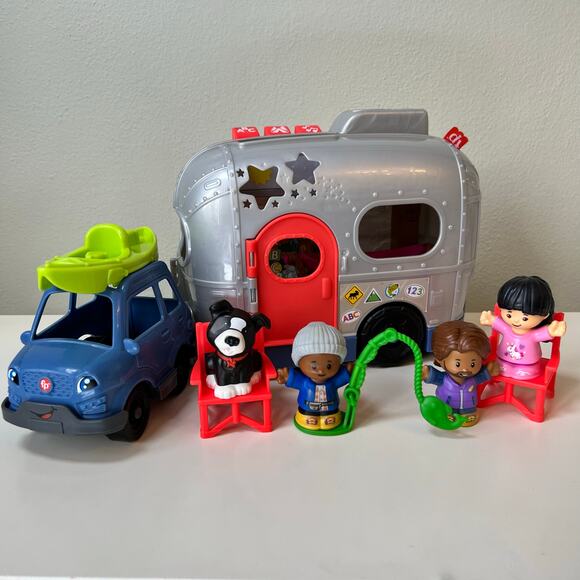 Fisher-Price Little People Light-Up Learning Camper Toy Figures Accessory Lot